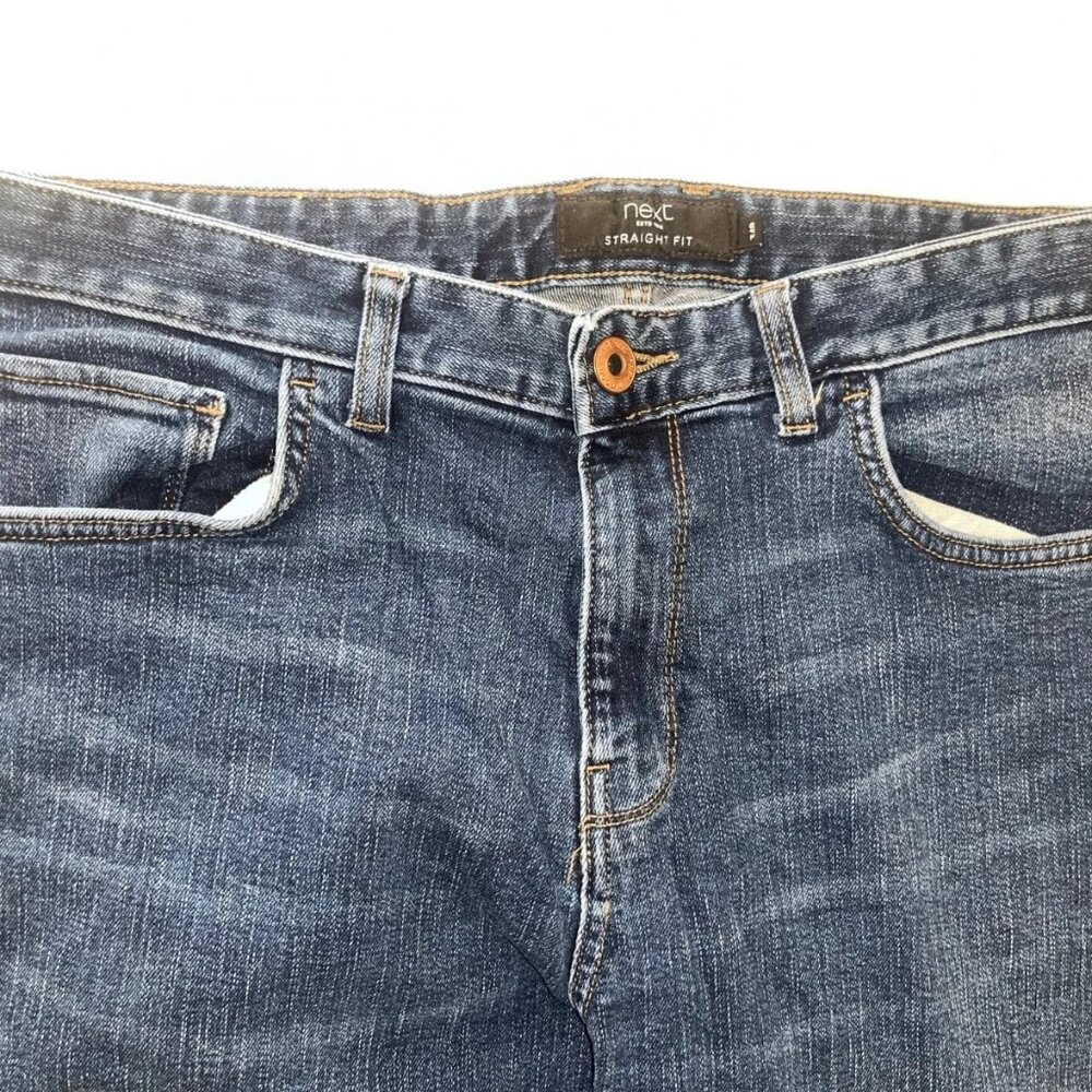 Mens Next Jeans Size 34R Blue Denim Straight Fit Pants W34 L31 - Picture 8 of 11